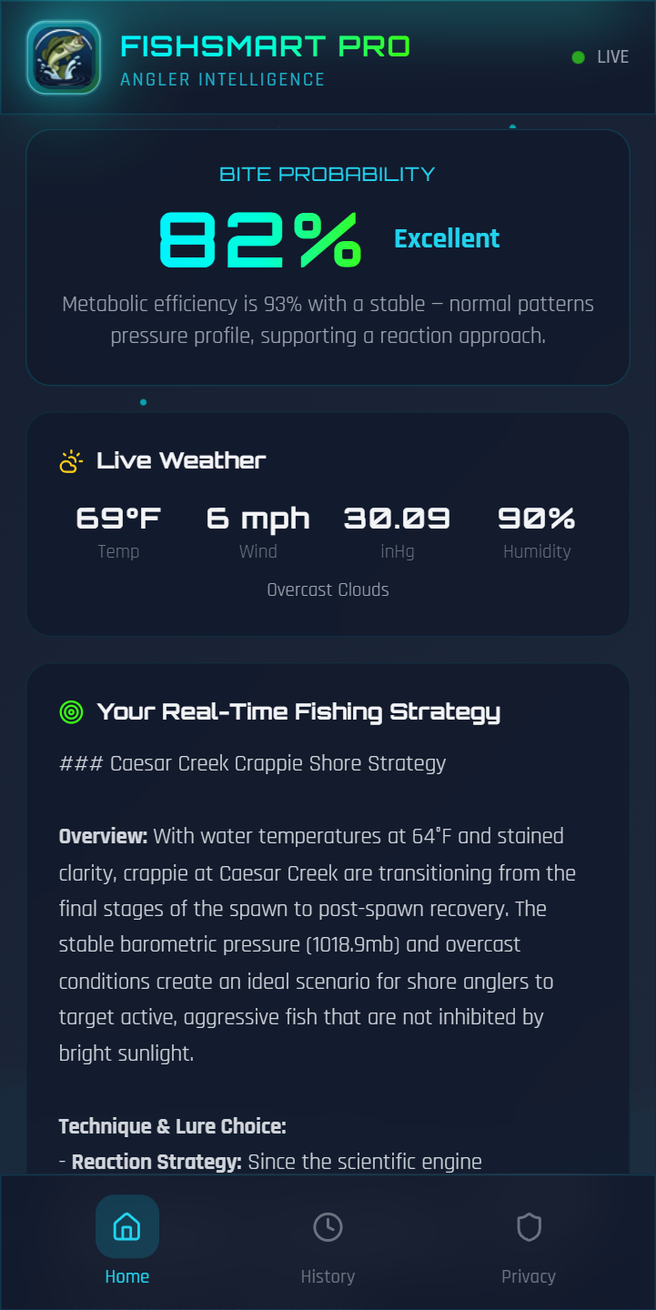 FishSmart Pro Bite Score screen